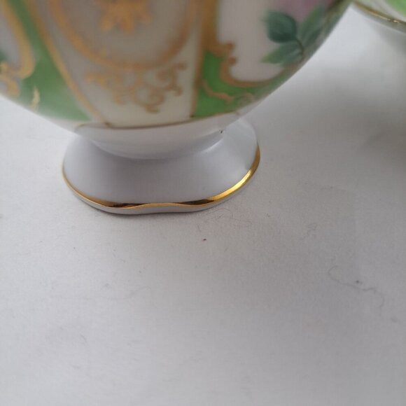 Thames Green Bone China Floral Tea Cup Saucer Gold Trimmed Vintage - Picture 3 of 16